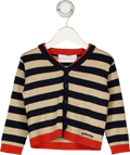 TARTINE ET CHOCOLAT Blue V Neck Stripe Cotton Button Fronted Cardigan 2 Years
