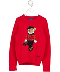 POLO RALPH LAUREN Red Kids Tartan Polo Bear Cotton Jumper 8 Years