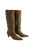 Next  Khaki Green Suede Forever Comfort Knee High Chisel Toe Heeled Boots s UK 5