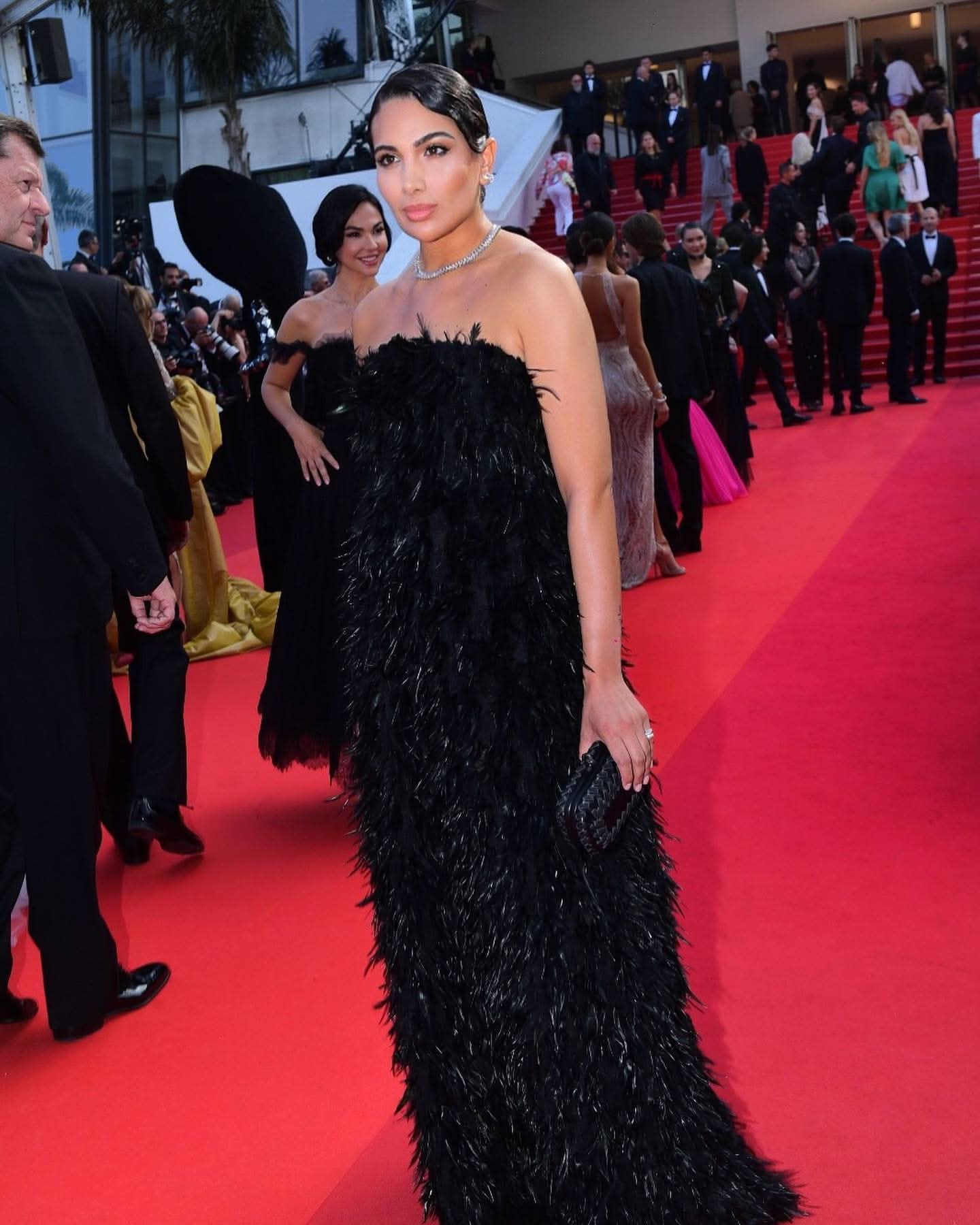 angelokatsapis Black Strapless Feathered Maxi Dress UK 12