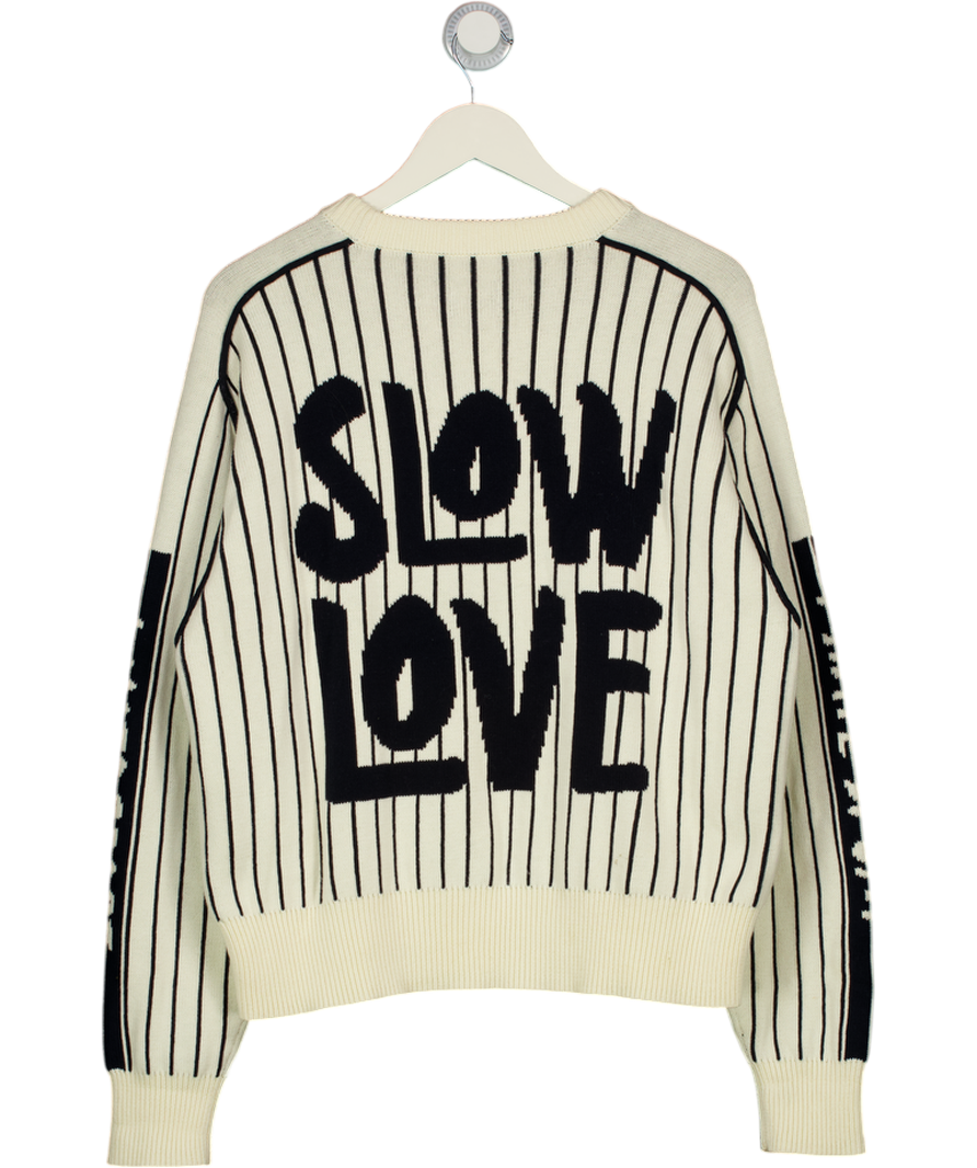 Slow Love Cream The 'i Hate Sport' Hand Knitted Crew Neck Jumper UK S/M