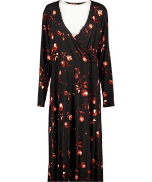 SAINT + SOFIA Black Maggie Wrap Midi Dress UK 22