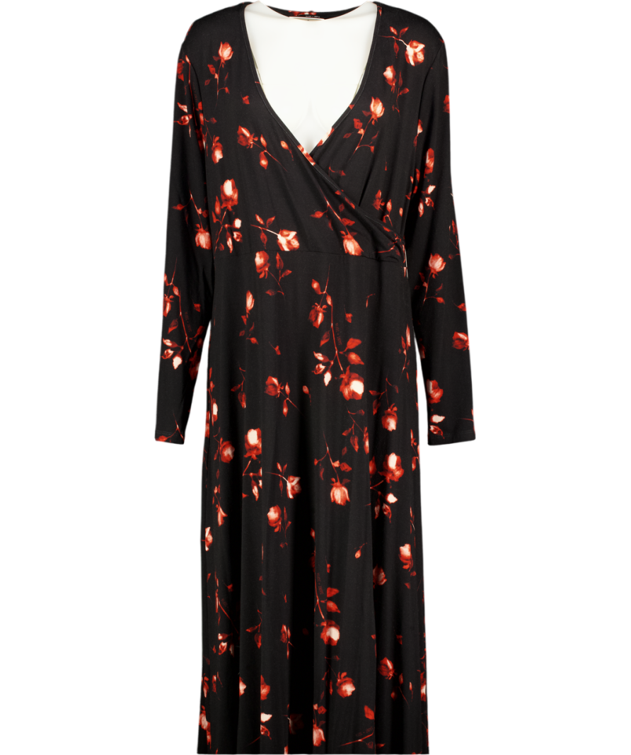 SAINT + SOFIA Black Maggie Wrap Midi Dress UK 22