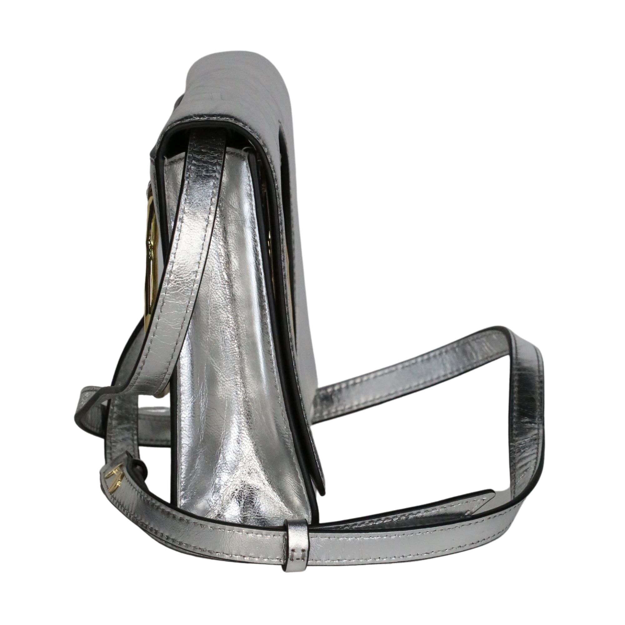 Alexis Bittar Metallic The Hunter Convertible Crossbody Bag- Silver