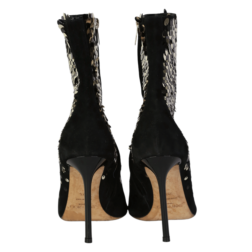 Jimmy Choo Black Sequin Embellished Ankle Boots UK 6.5 EU 39.5 👠