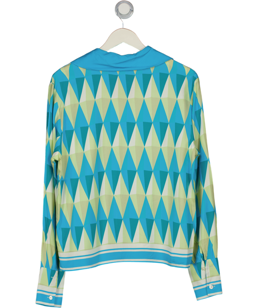 Sangiev Turquoise Blue Diamond Print Shirt UK S