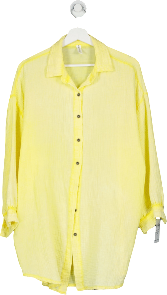 Yellow Cotton Textured Shirt UK M