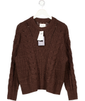 Abercrombie & Fitch Chocolate Brown Textural Stitch Cable Crew Sweater UK M