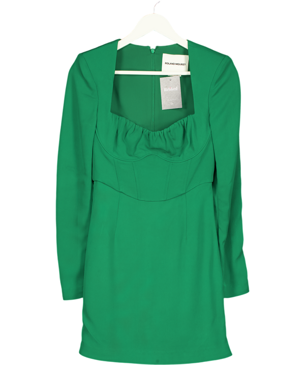 ROLAND MOURET Green Corset Inspired Cady Mini Dress UK 6