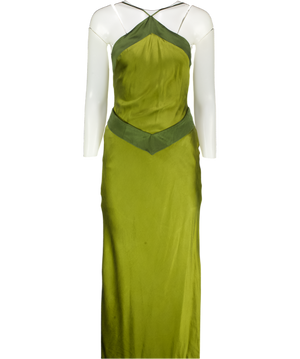 REFORMATION Green Jillian Silk Dress Sz0 UK 4