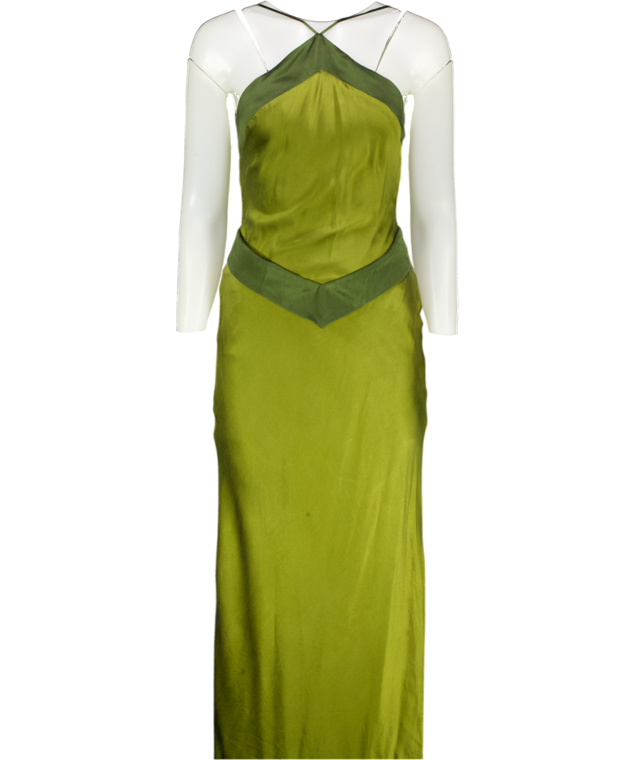 REFORMATION Green Jillian Silk Dress Sz0 UK 4