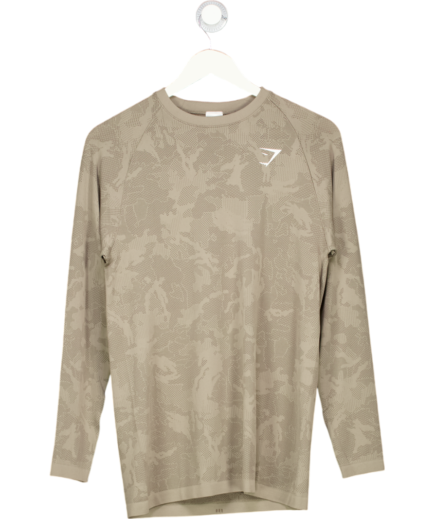 gymshark Green Geo Seamless Long Sleeve T-shirt UK M