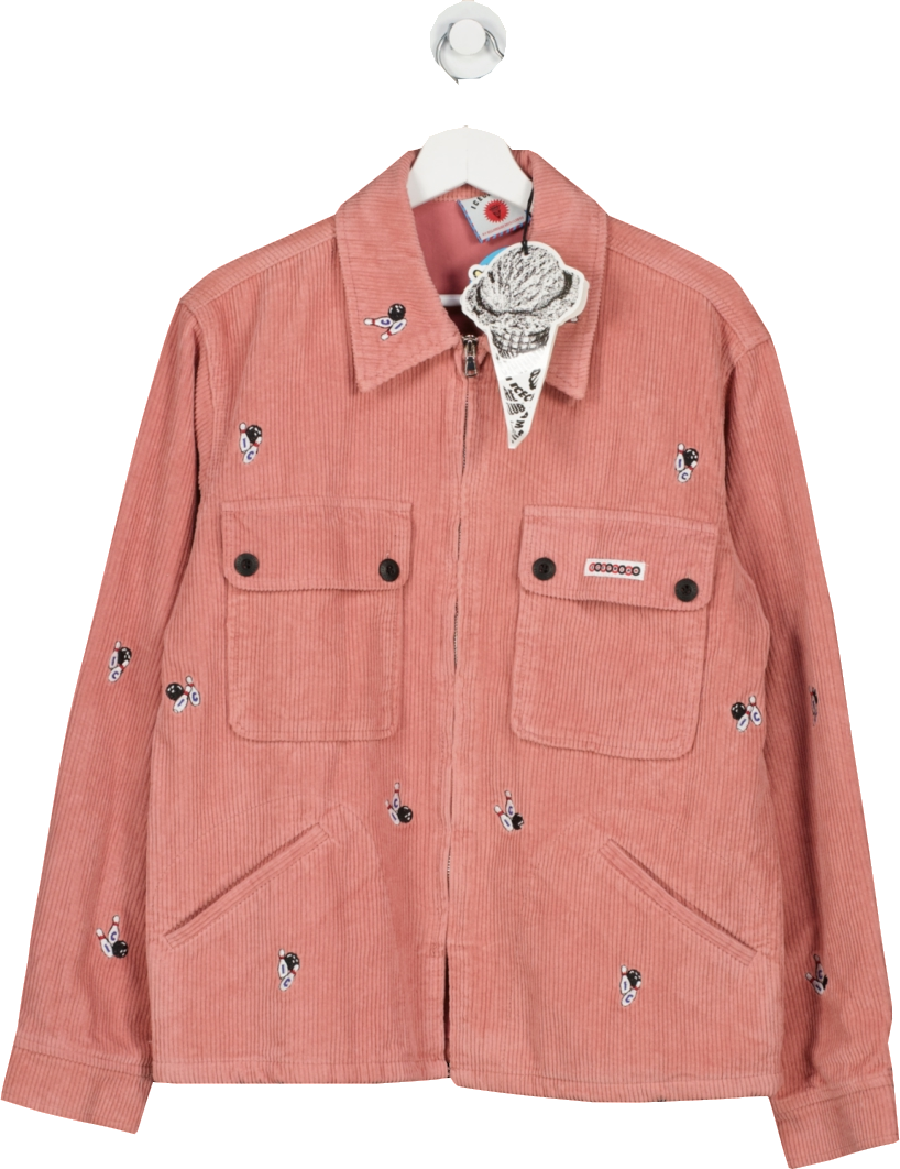 Billionaire Boys Club Pink Embroidered Corduroy Zip Overshirt UK M