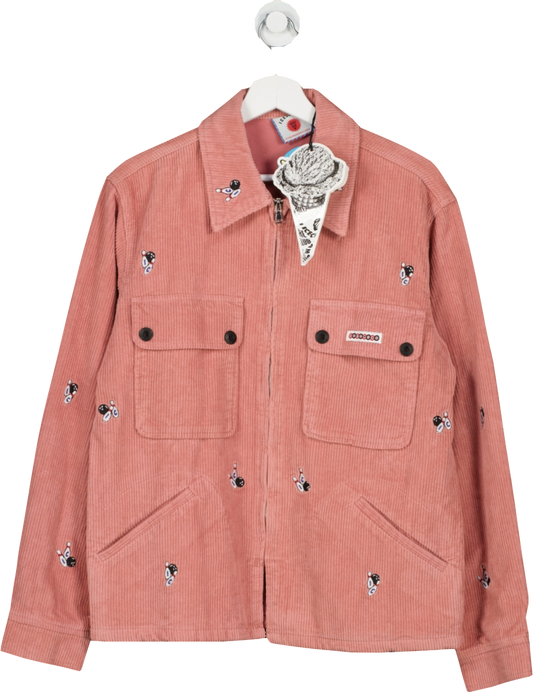 Billionaire Boys Club Pink Embroidered Corduroy Zip Overshirt UK M