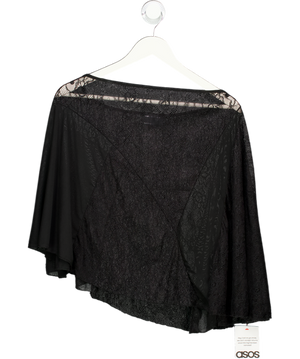 ASOS Black Asymmetric Sheer Lace Cape Top UK S