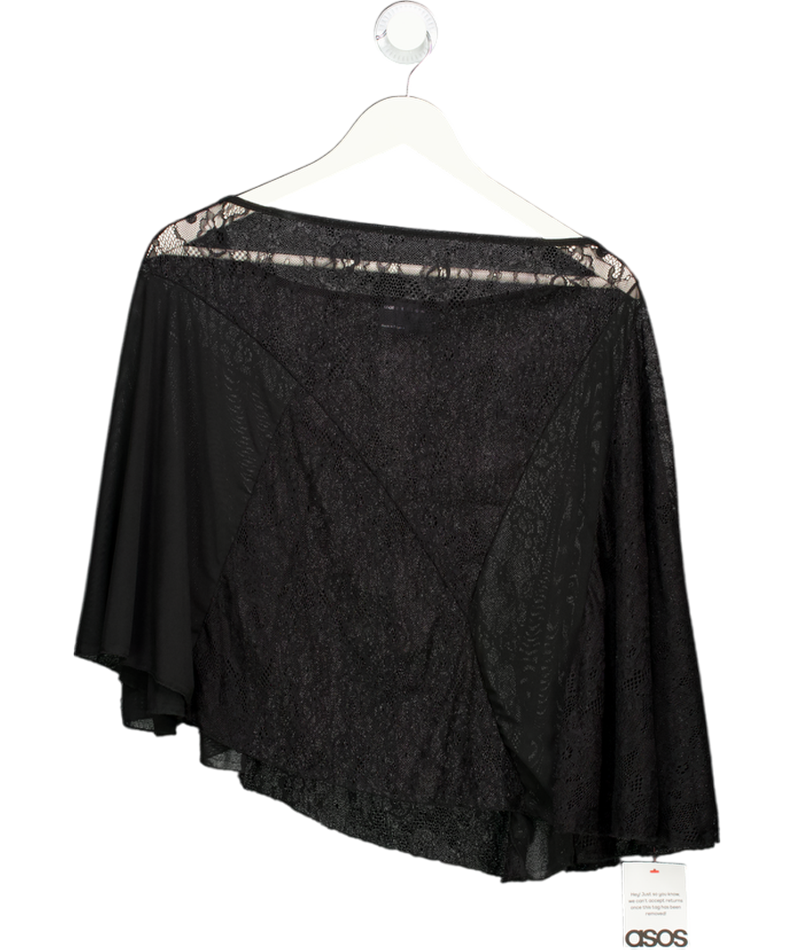 ASOS Black Asymmetric Sheer Lace Cape Top UK S