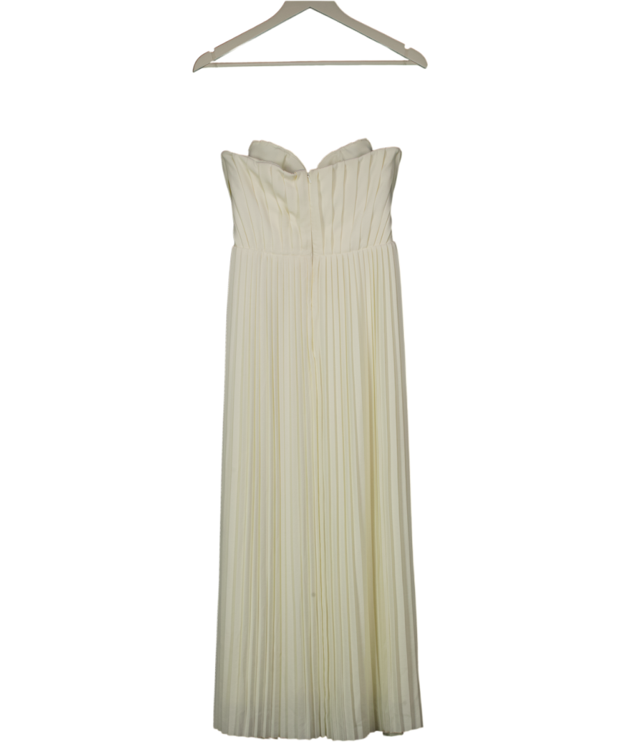 House of CB Cream Amorata Ivory Pleated Maxi Dress UK S