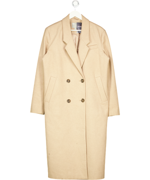 ASOS Beige Double Breasted Wool-look Long Coat UK 10