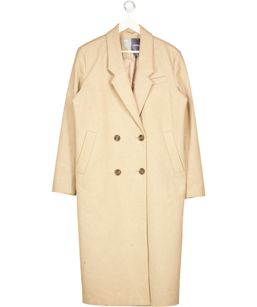 ASOS Beige Double Breasted Wool-look Long Coat UK 10