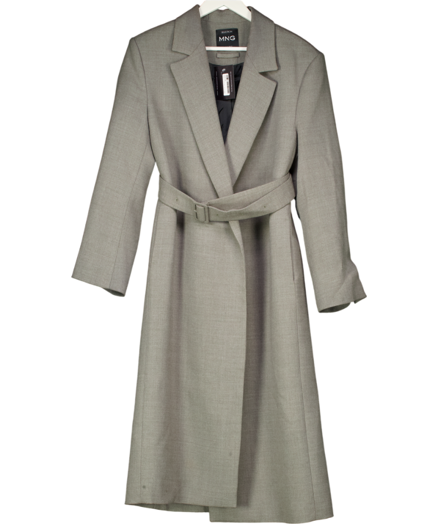 MANGO Grey Selection  Double-breasted Coat With Belt UK M
