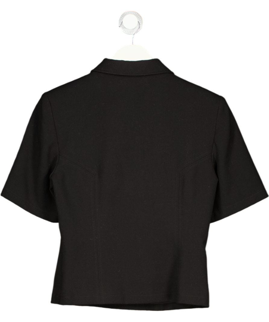 KAREN MILLEN Black Compact Stretch Essential Tailored Collar Top UK 8