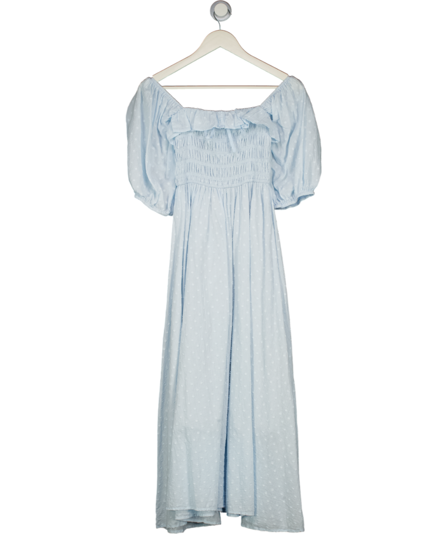 R Vivimos Blue Swiss Dot Summer Dress UK XS