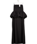 4th & Reckless Black Nikita Puff-ball Peplum-waist Cotton Maxi Dress UK 12