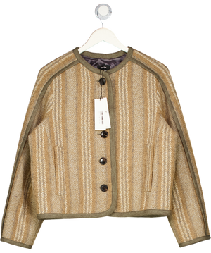 ME + EM Camel & Brown Short Cocoon Coat Italian Wool UK 10