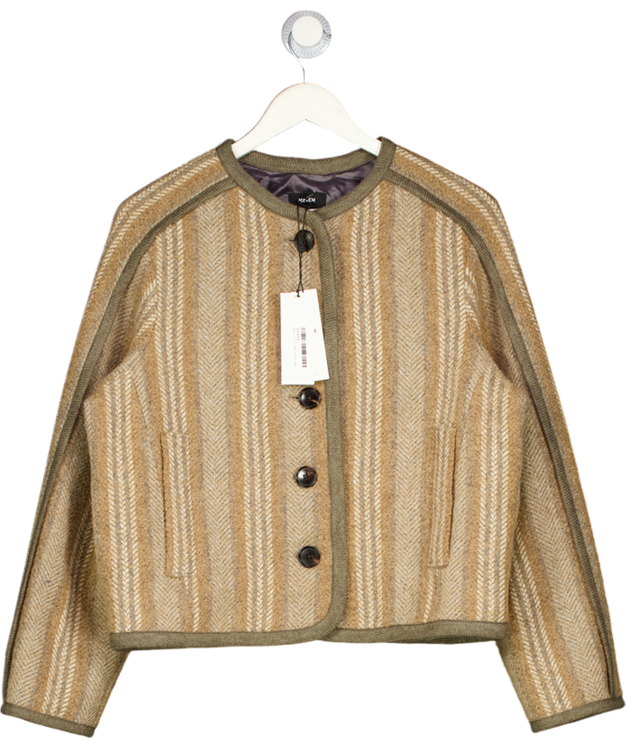 ME + EM Camel & Brown Short Cocoon Coat Italian Wool UK 10