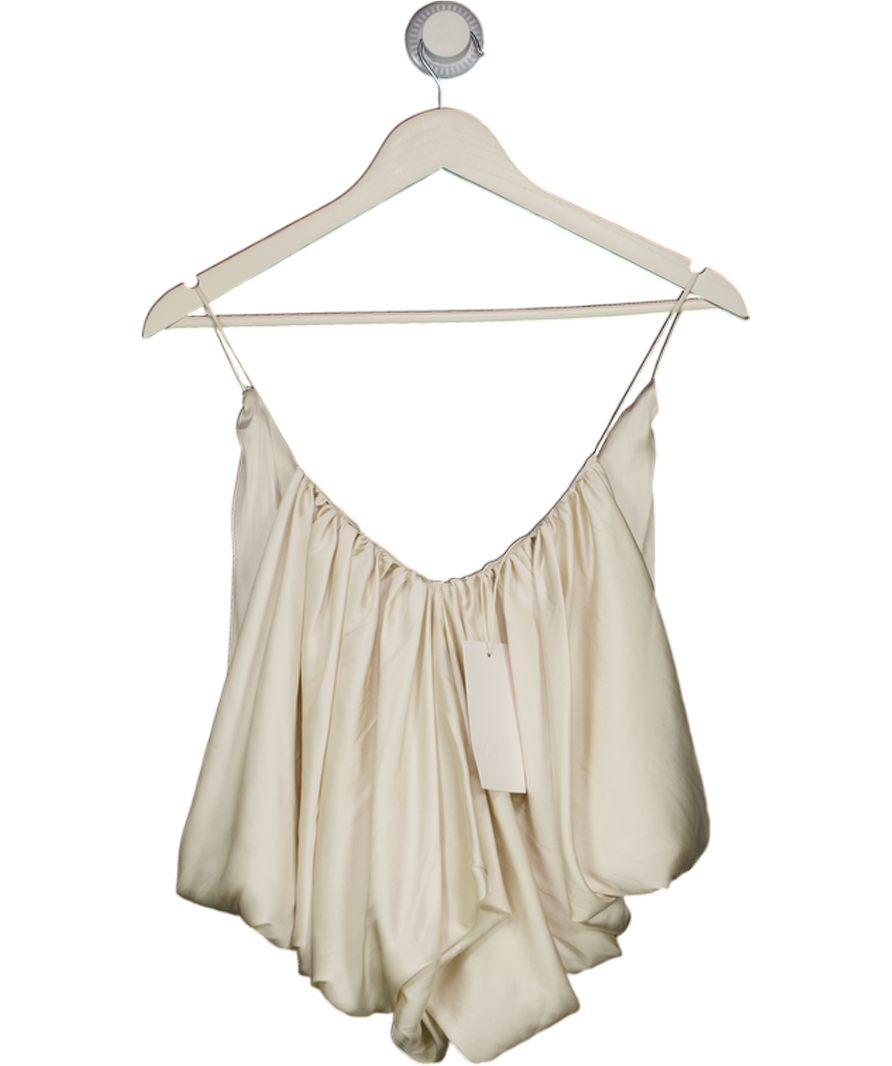 ZARA Cream Draped Satin Cami Top UK M