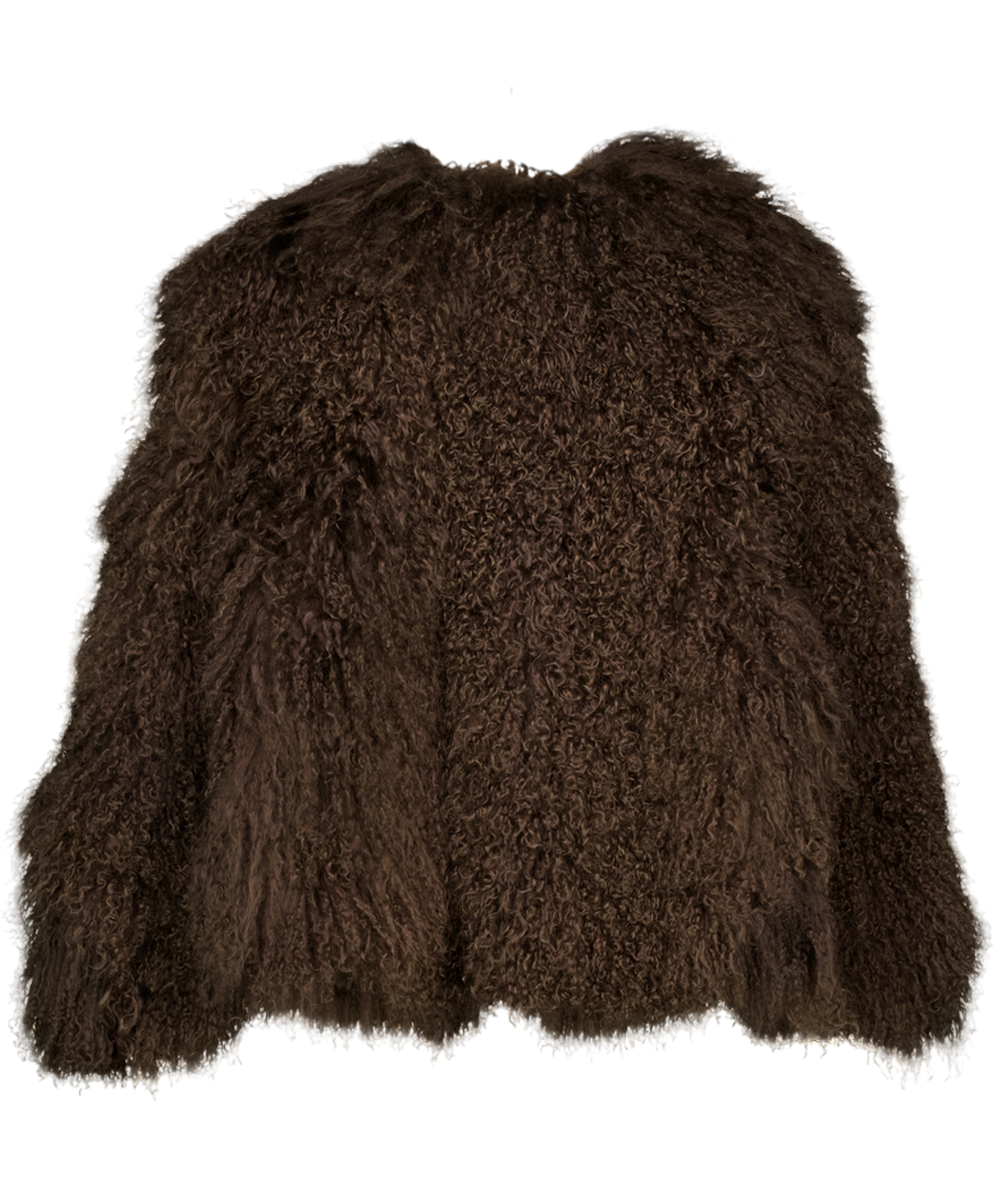 MY SUNDAY SKI Brown 100% Mongolian Sheepskin Fur Coat - The Hollie UK XS/S