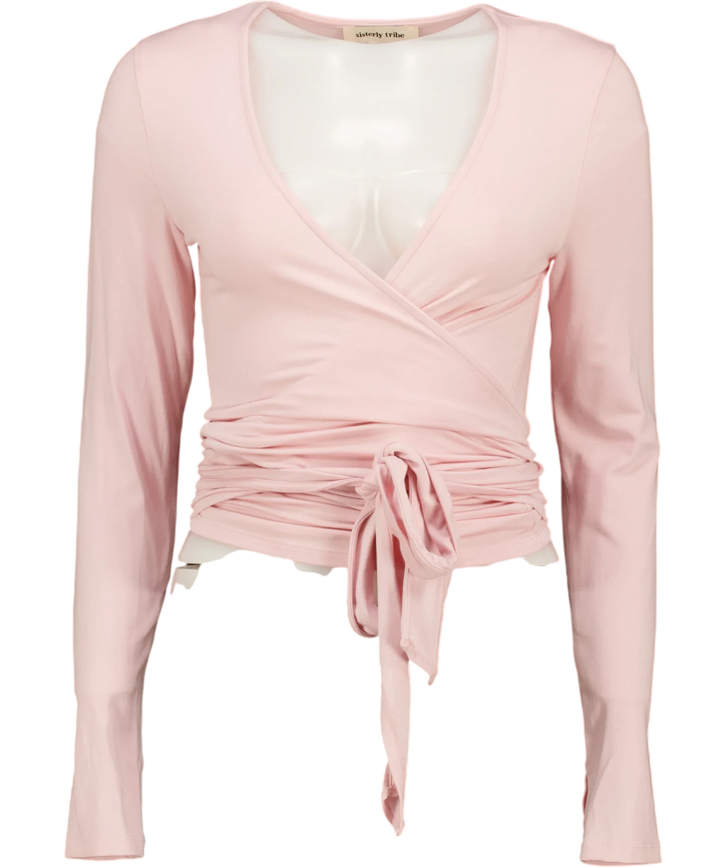 SISTERLY TRIBE Pink Soft Ballet Wrap Top Ballet Slipper pink, size UK M — front