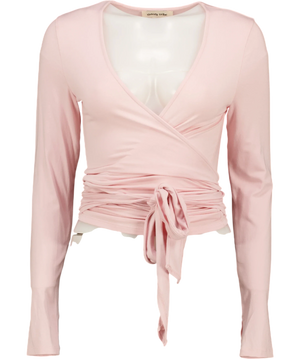 SISTERLY TRIBE Soft Ballet Wrap Top Ballet Slipper Pink UK M