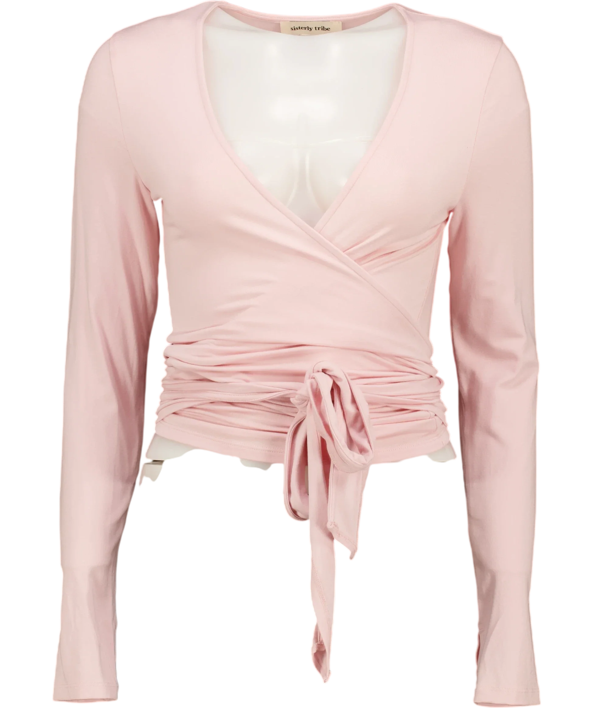 SISTERLY TRIBE Pink Soft Ballet Wrap Top Ballet Slipper pink, size UK M — front