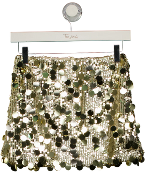Ego Metallic and Beige Sequin Mini Skirt UK 10