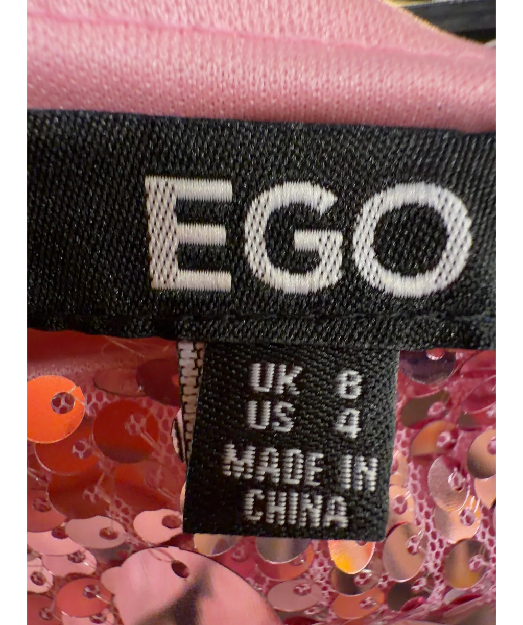 Ego Pink pink sequin mini skirt, size UK 8 — care label
