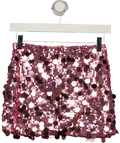 Ego Pink pink sequin mini skirt, size UK 8 — front