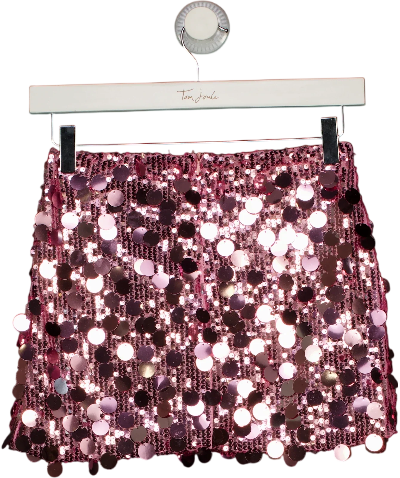 Ego Pink pink sequin mini skirt, size UK 8 — back