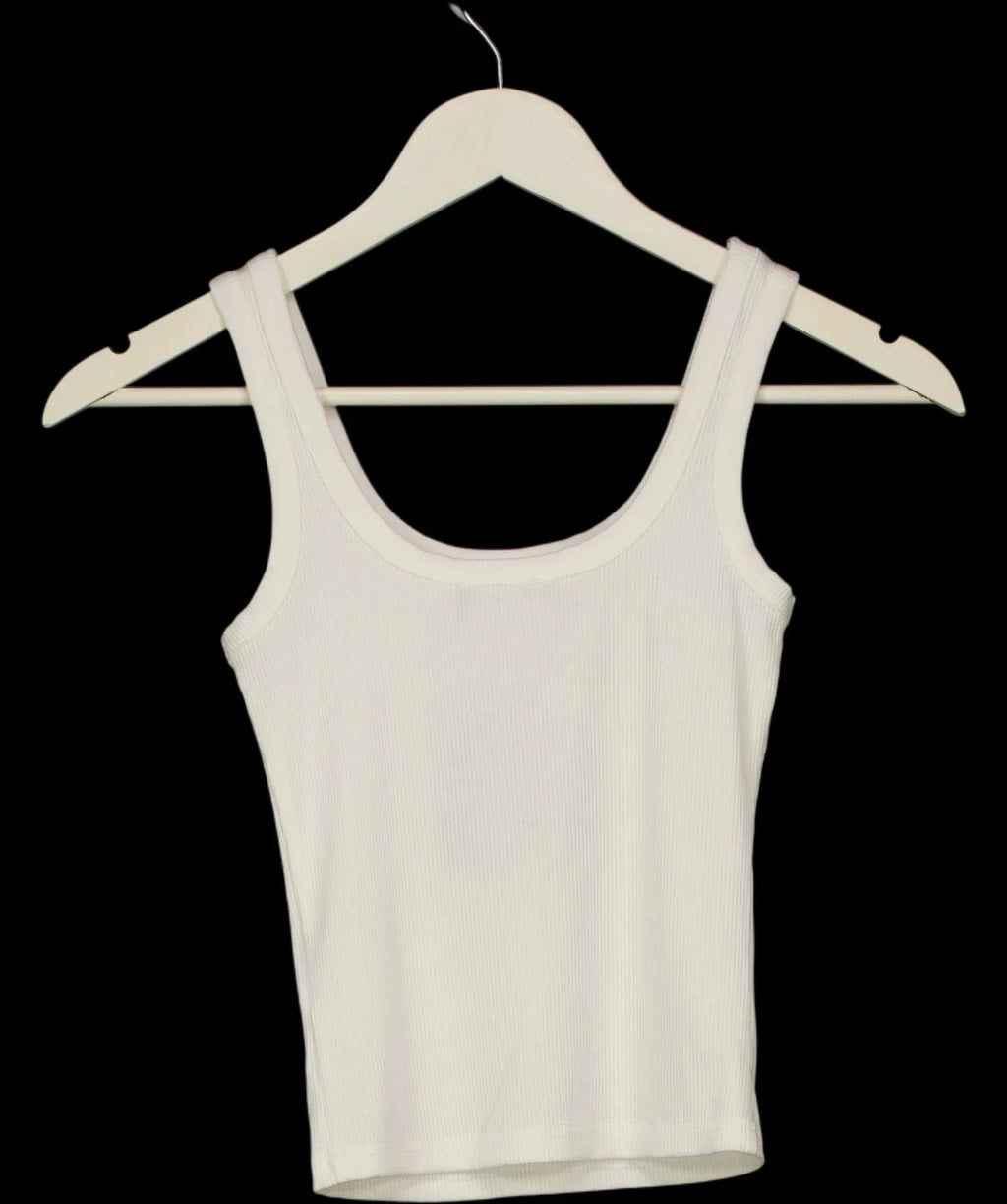 WHITE FOX White Be The One Beaded Shell Rib Tank White, size UK XS — label
