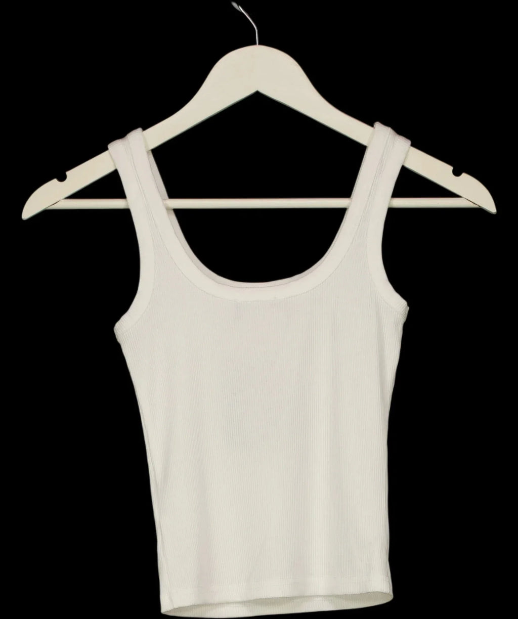 WHITE FOX White Be The One Beaded Shell Rib Tank White, size UK XS — label