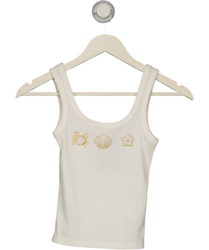 WHITE FOX Be The One Beaded Shell Rib Tank White UK XS