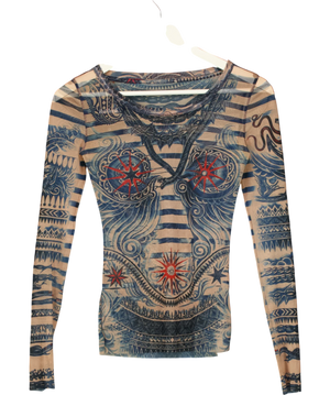 LINDEX Multicoloured X Jean Paul Gaultier Tattoo Mesh Long Sleeve Top Multicolor UK S