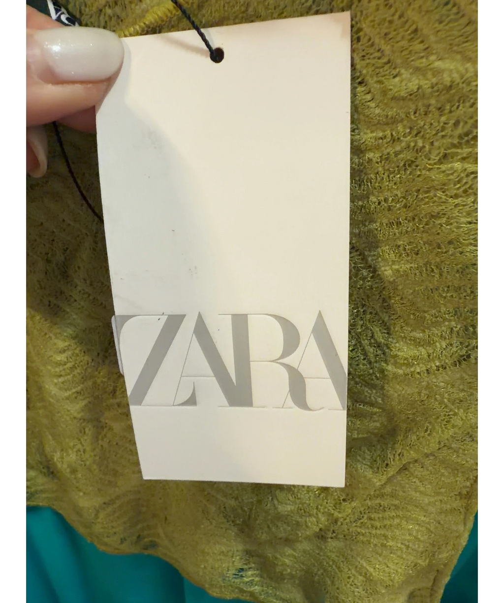 ZARA Green Open Back Lace Top, size UK S — detail