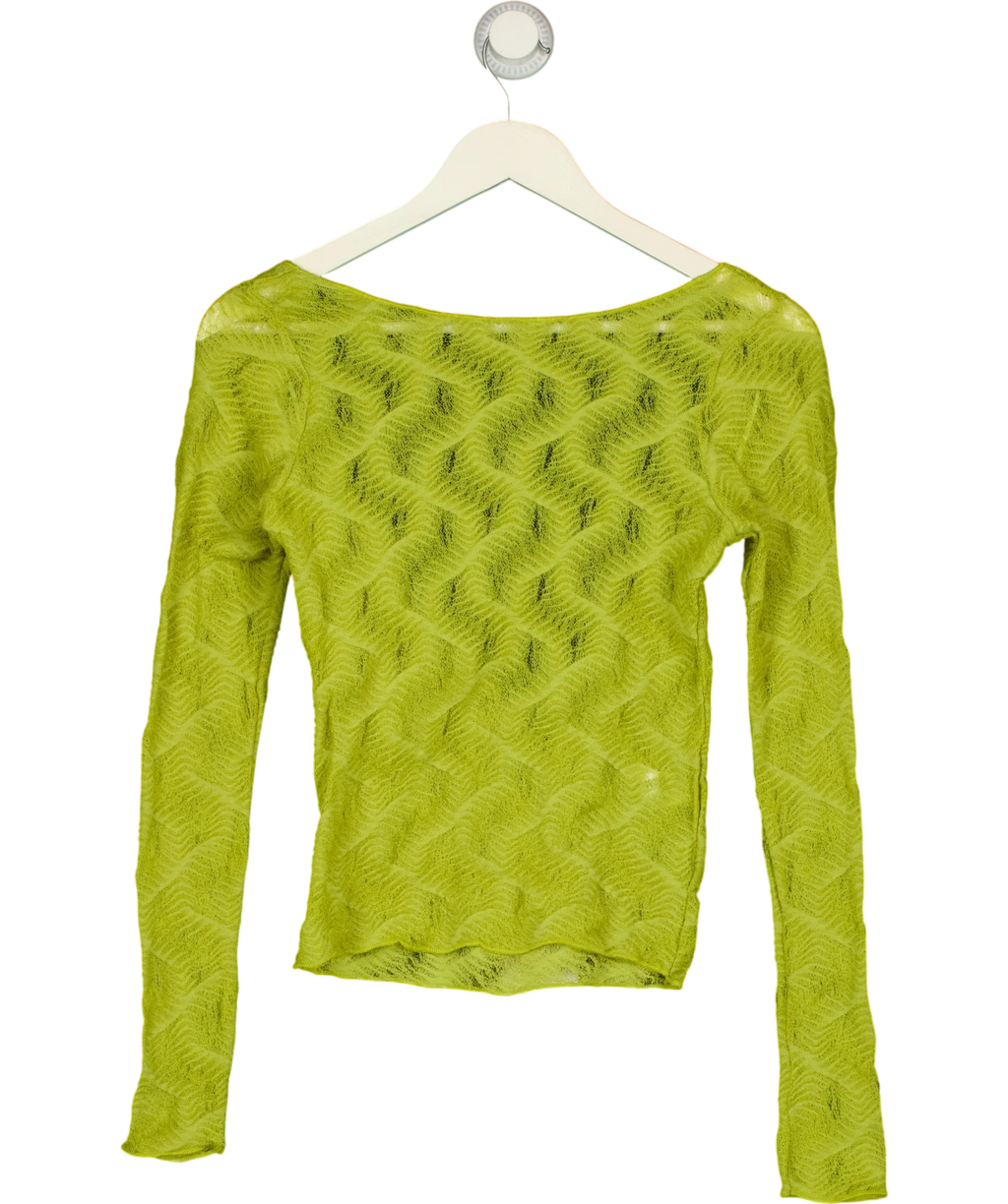 ZARA Green Open Back Lace Top, size UK S — front