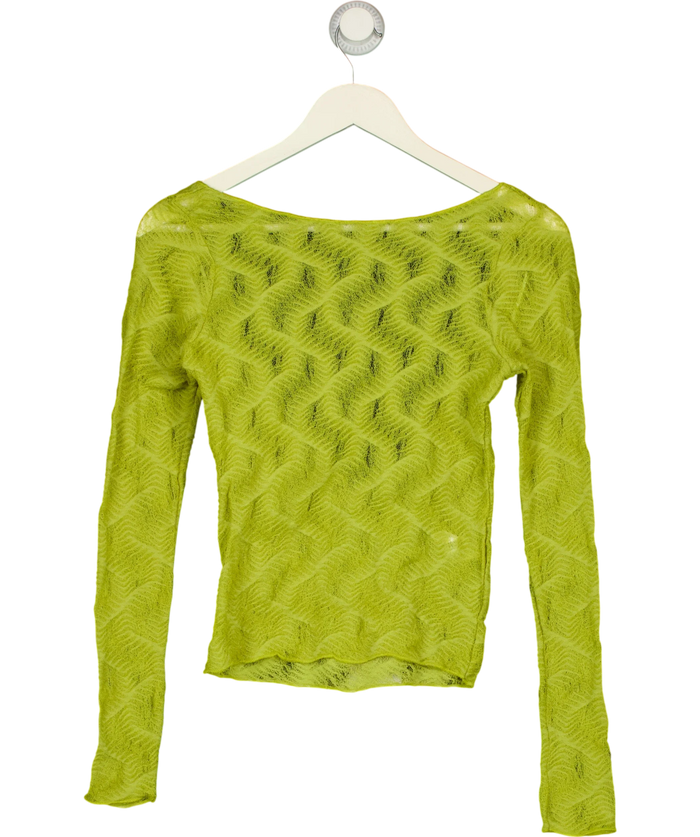 Zara Open Back Lace Top Green UK S