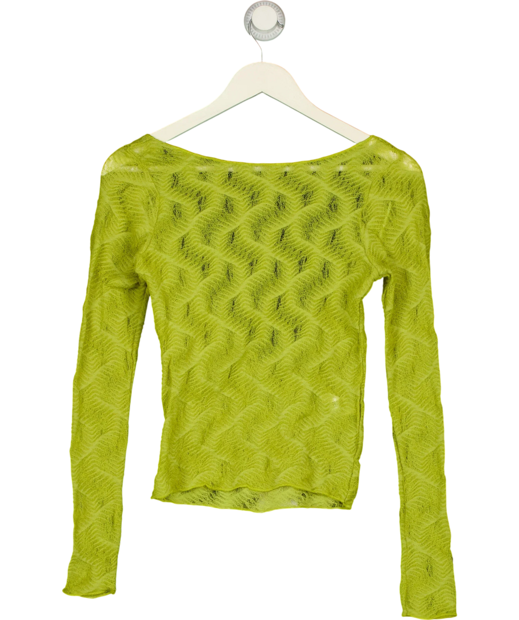ZARA Green Open Back Lace Top, size UK S — front