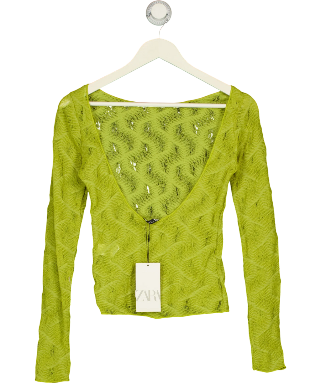 ZARA Green Open Back Lace Top, size UK S — back