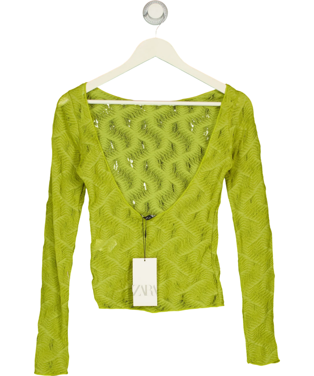 ZARA Green Open Back Lace Top, size UK S — back