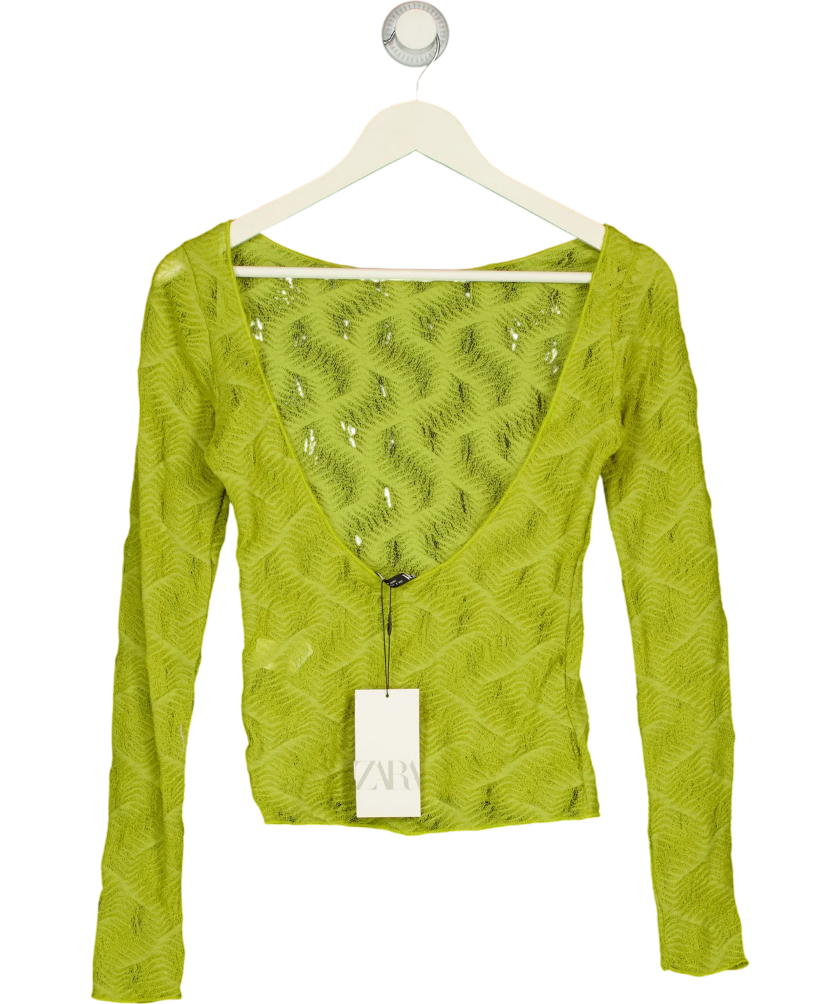 ZARA Green Open Back Lace Top, size UK S — back