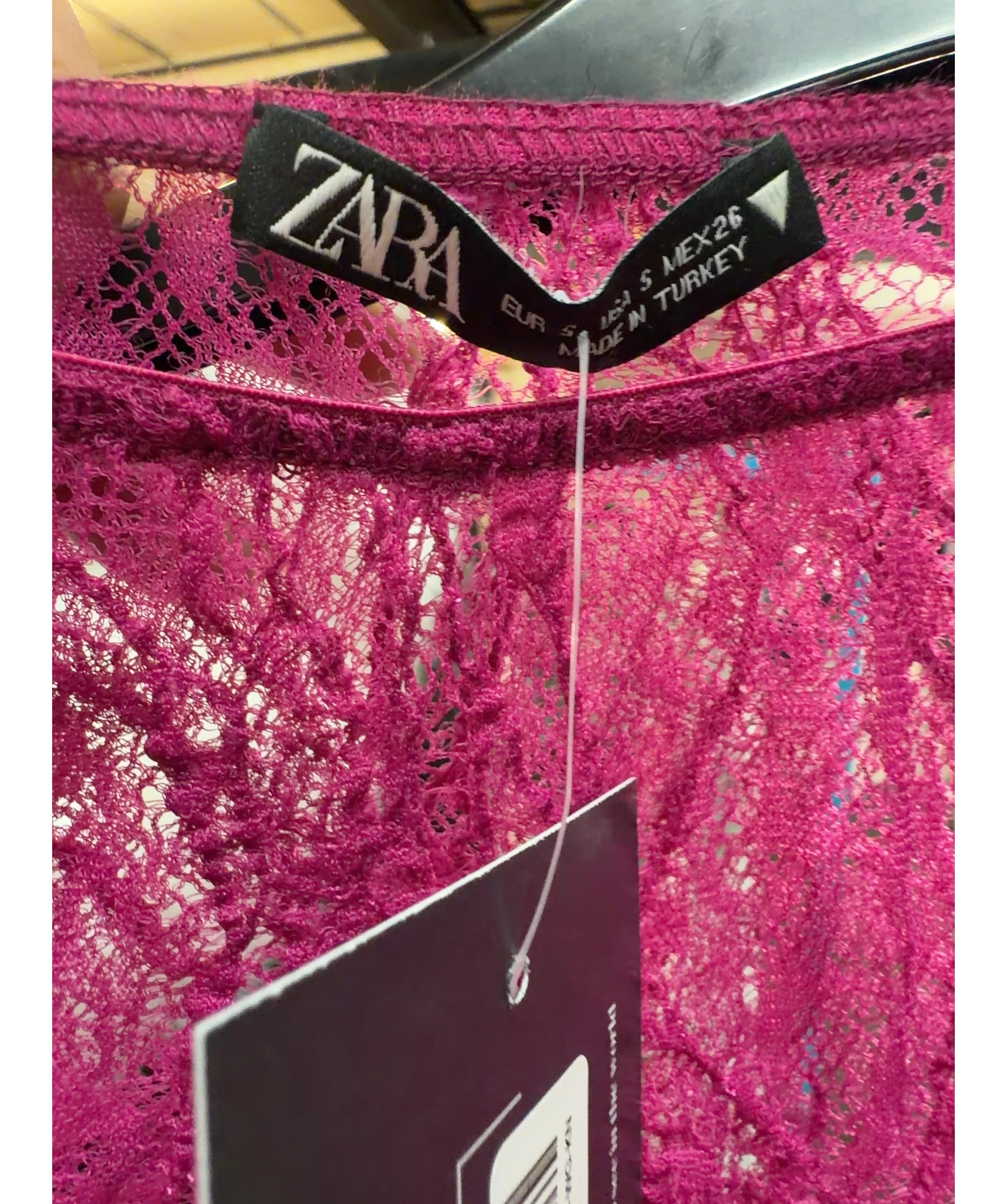 ZARA Pink pink floral lace bodysuit, size UK S — detail